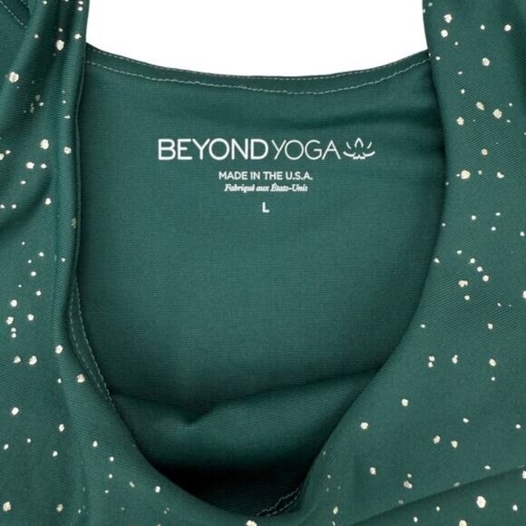 Beyond Yoga Keep it Simple Cropped Yoga Tank - Hunter Green Antique Gold Sparkle - Picture 5 of 7